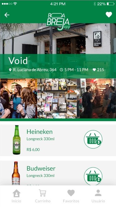 BOABreja App - Tela do estabelecimento